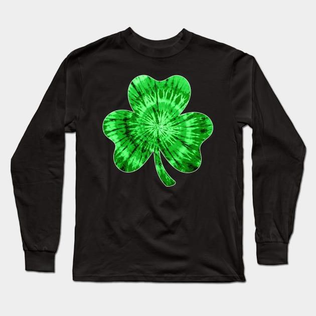 VIntage Tie Dye Shamrock St Patricks Day Long Sleeve T-Shirt by Linda Lisa